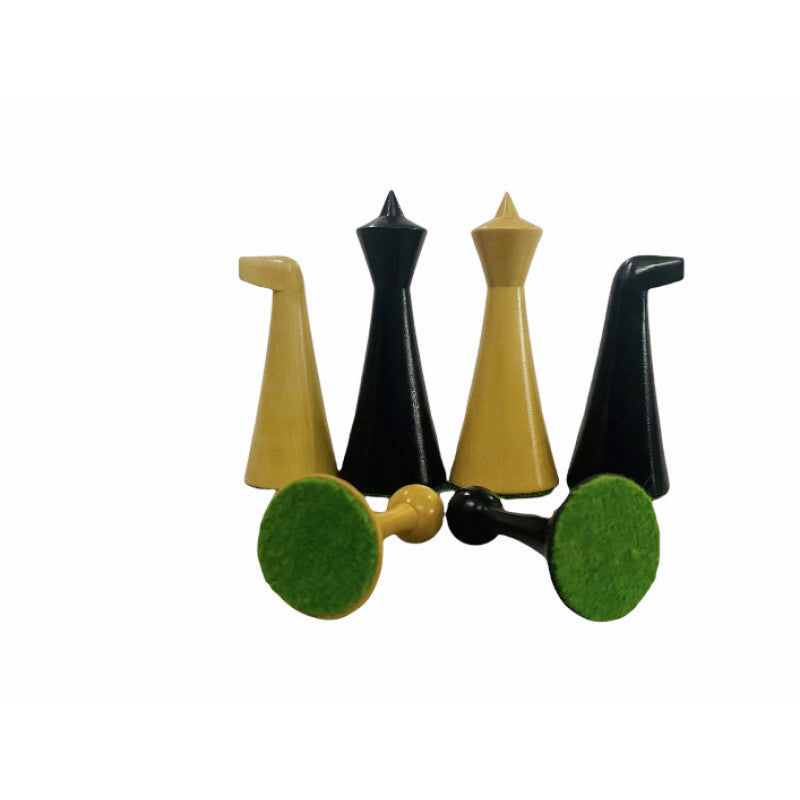 Minimalistisches Hermann Ohme Schachset 3,6" – ebonisierte Figuren & randloses Brett