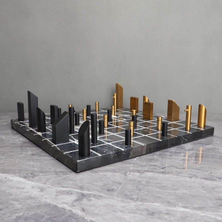 Classical Customizable Black Gold Color Pieces Multi Family House Decor Chess Pieces Metal Tabletop XO Chess Board - Checkmate & Chill 