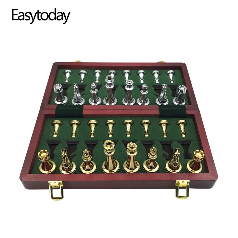 Easytoday Metal Glossy Golden And Silver Chess