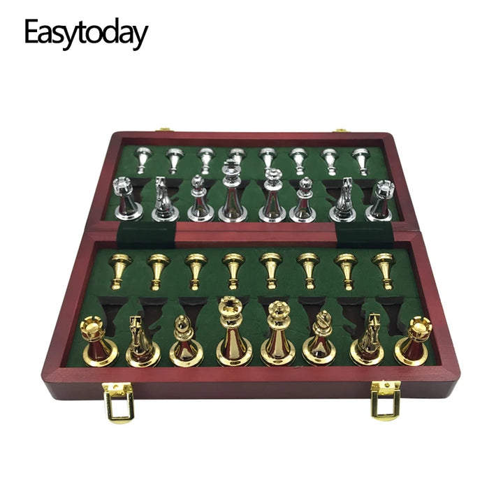 Easytoday Metal Glossy Golden And Silver Chess