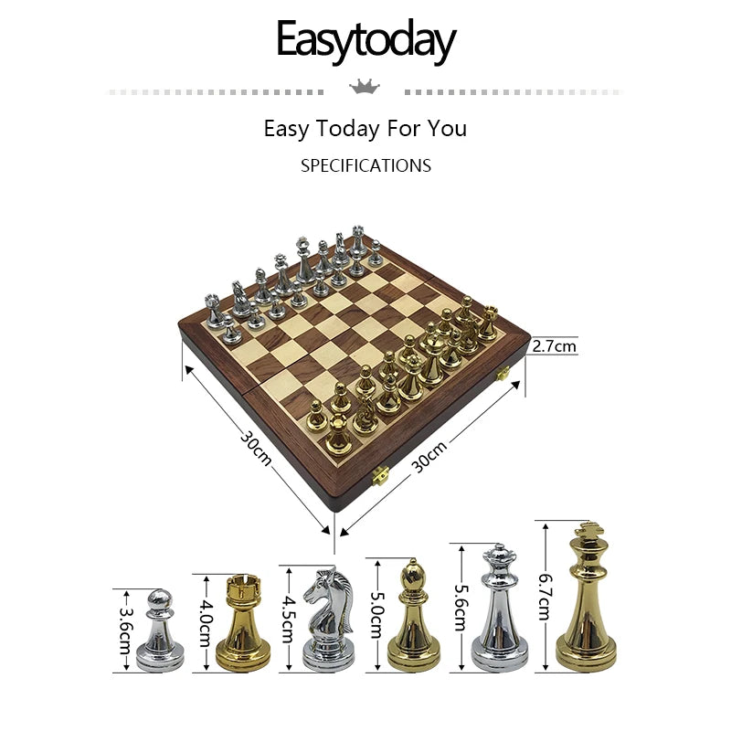 Easytoday Metal Glossy Golden And Silver Chess