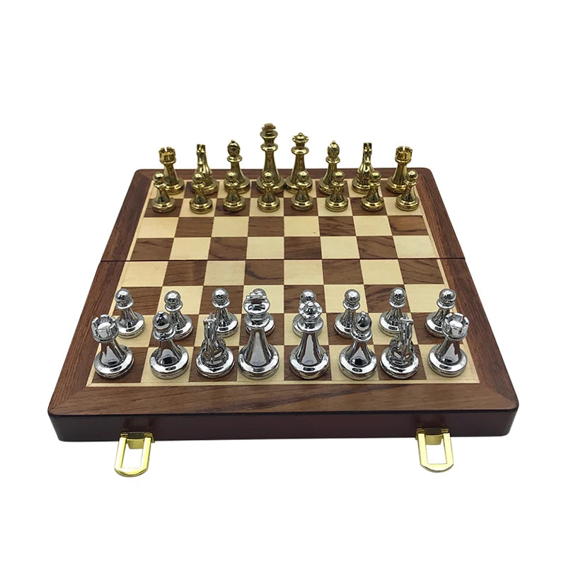 Easytoday Metal Glossy Golden And Silver Chess