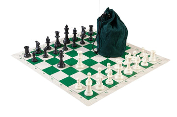 Drawstring Tournament Chess Set Combo – 3.75″ King | Vinyl Board + Bag
