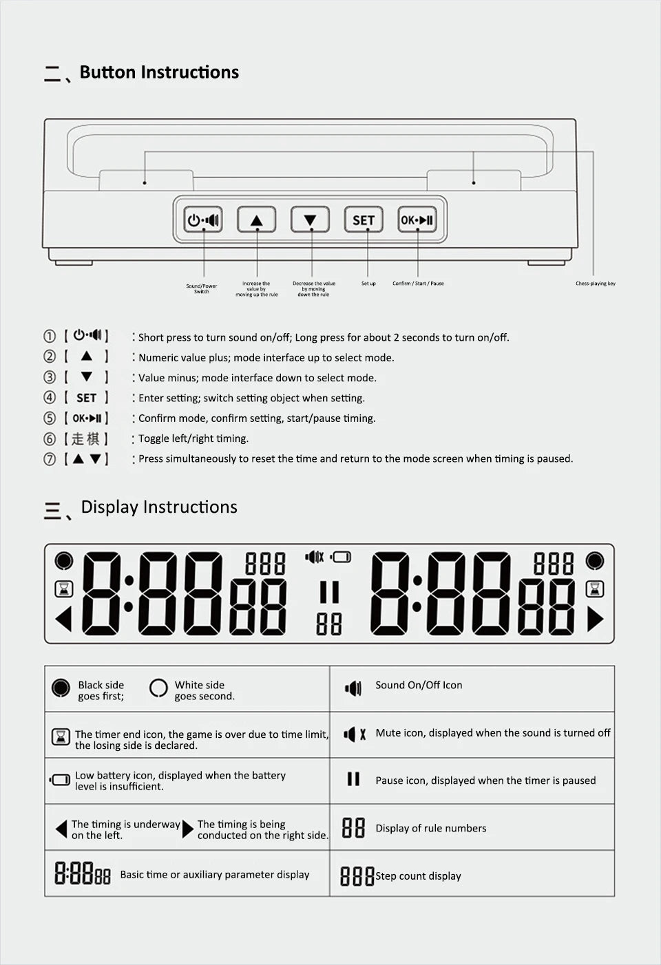 YS-905 Professional Chess Timer Clear and Long-Lasting Display Digital Chess