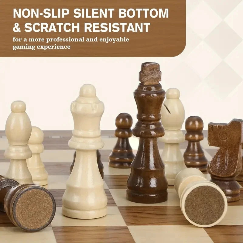 Wooden chess piece set 38cm/15inch foldable large-sized high-end design