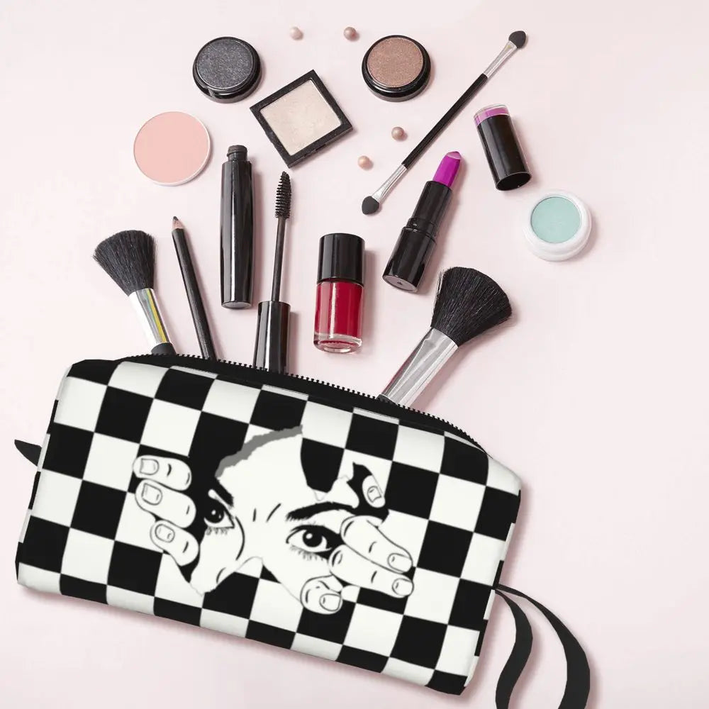 Custom Fashion Chess Toiletry Bag for Women Chessboard