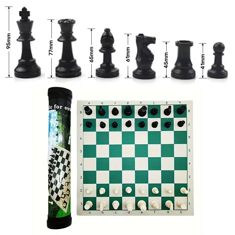 65/75/95mm Chess Pieces Set with Carrying Case Adult Children Chess