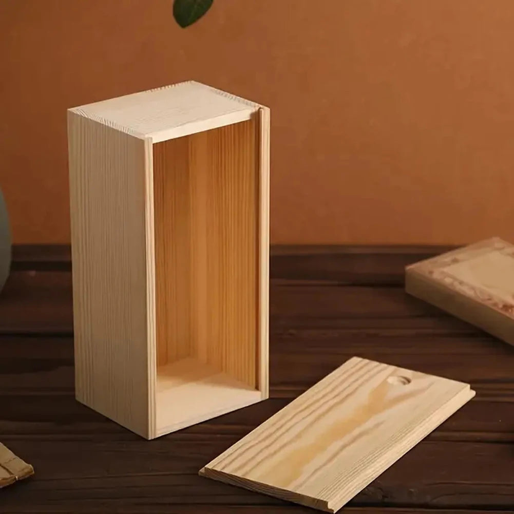 Pine Pull-out Box Sliding Cover Wooden Box