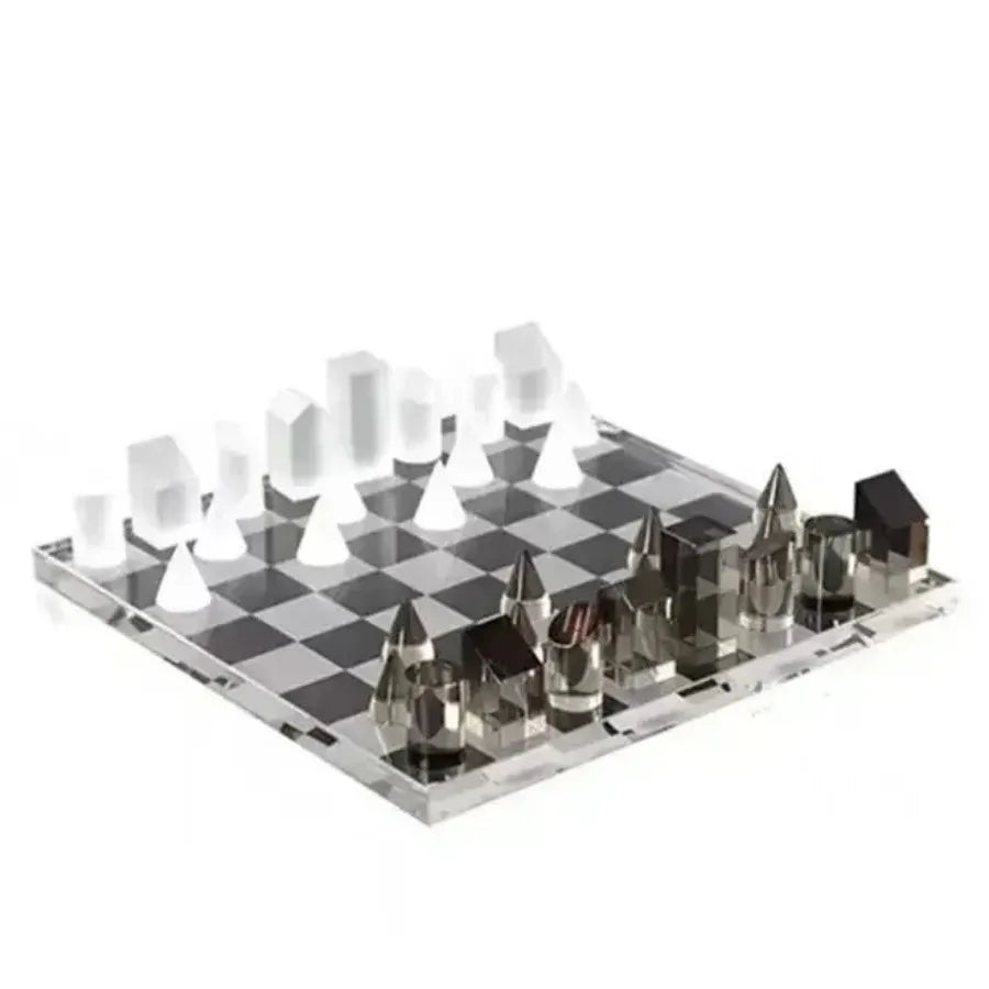 Geometric K9 Crystal Chess Chessboard Clear Glass Chess
