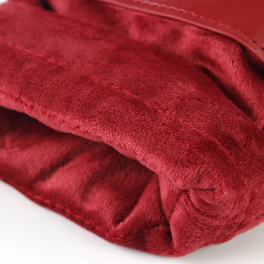 Red Dice Bag with PU Leather+Velvet Splicing Design