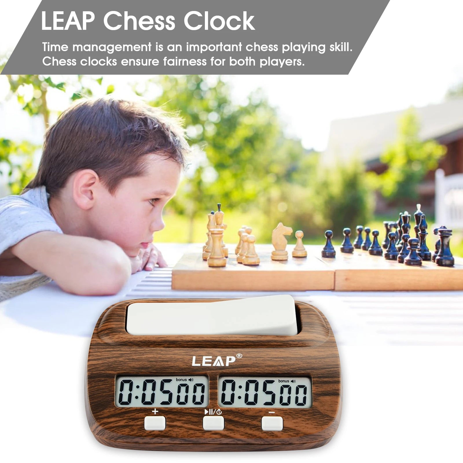 LEAP Chess Clock Digital Chess Timer with Delay and Bonus