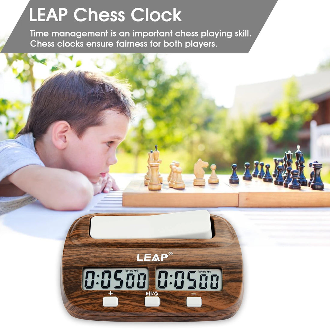 LEAP Chess Clock Digital Chess Timer with Delay and Bonus
