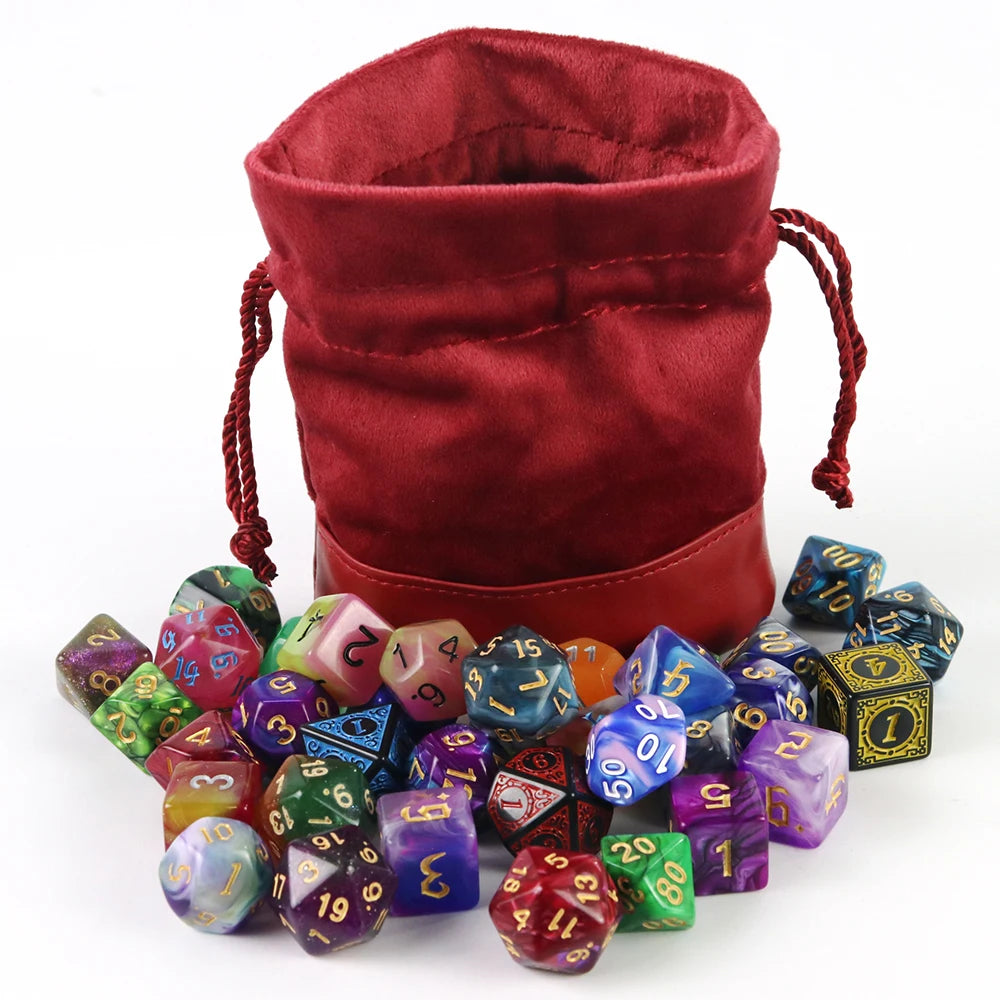 Red Dice Bag with PU Leather+Velvet Splicing Design