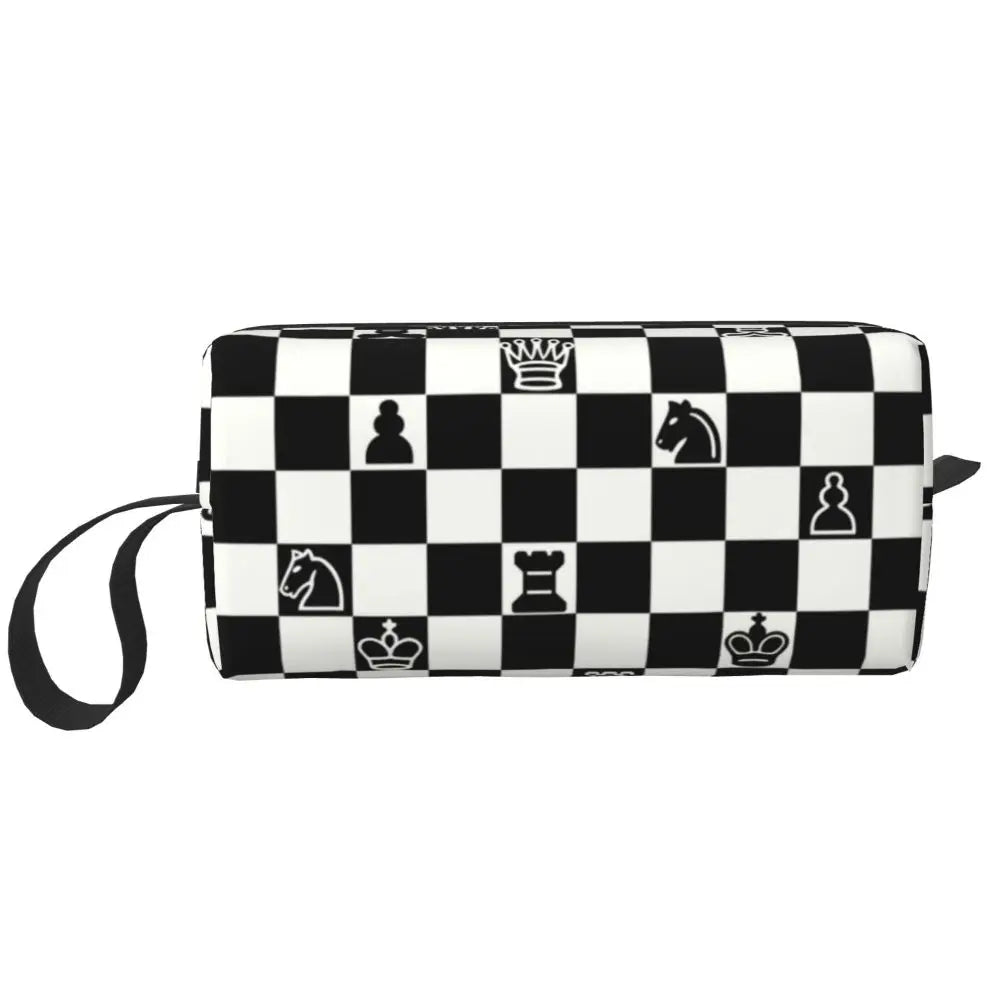 Custom Fashion Chess Toiletry Bag for Women Chessboard