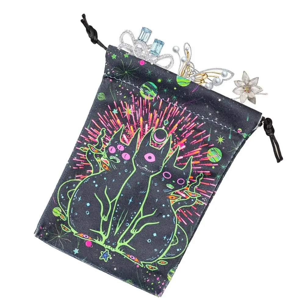 Drawstring Pouch Cat-Themed Tarot Decks Container