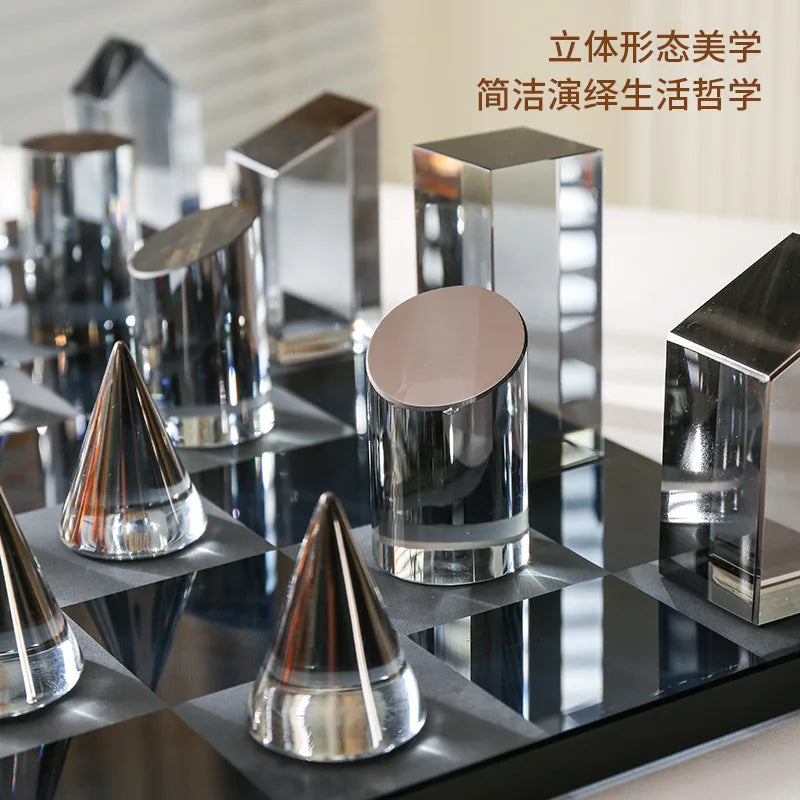 Geometric Crystal Chess Chessboard Clear Glass Chess