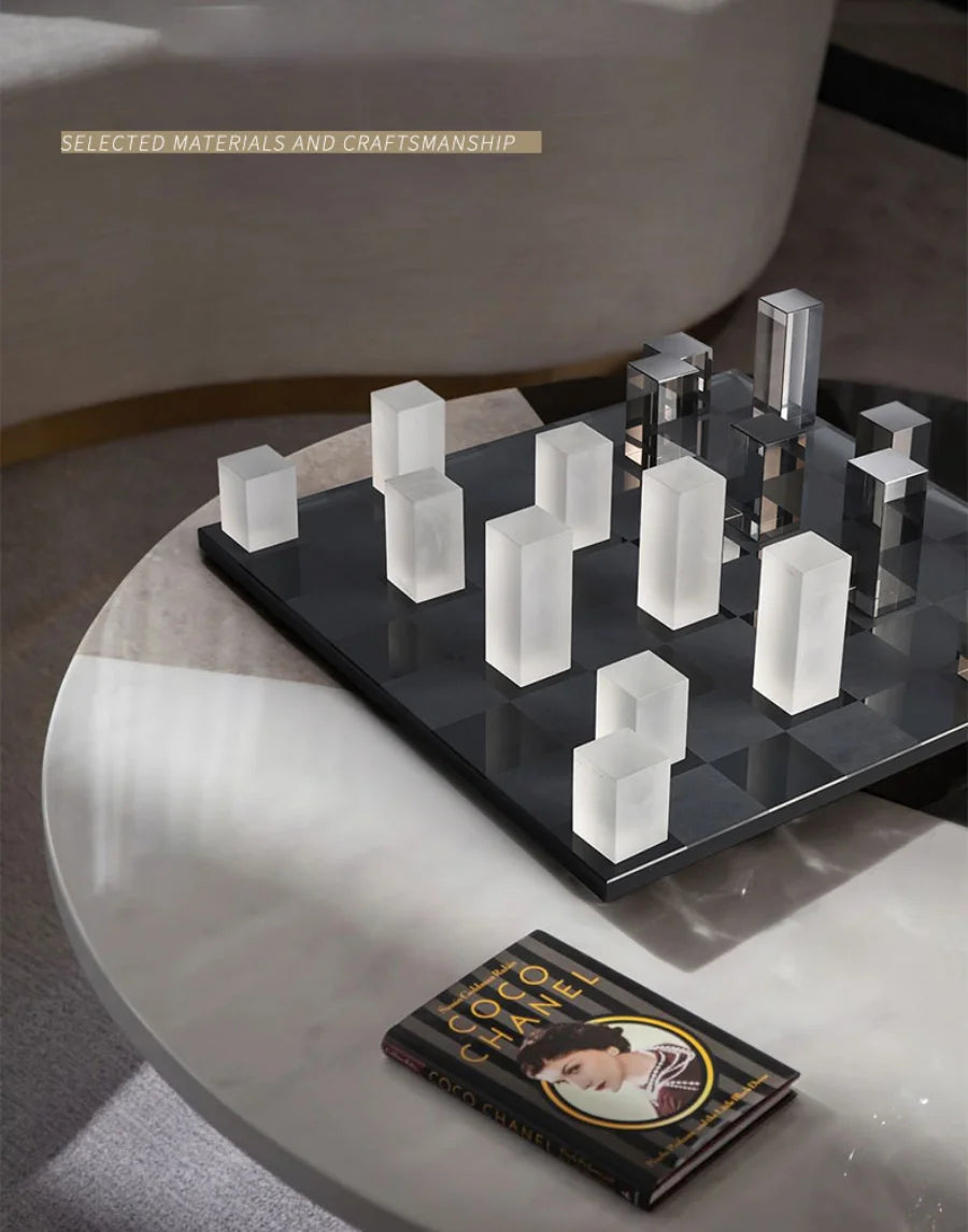 K9 Crystal Desktop Ornaments Home Decor Professional Retro Marble Chess