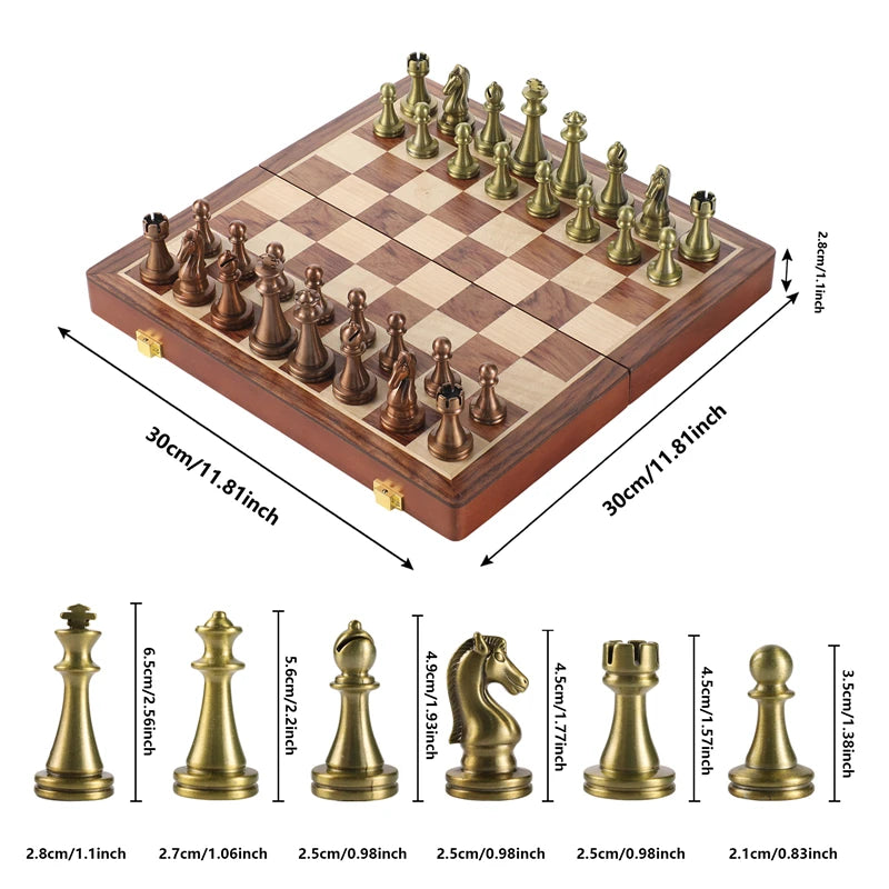 High-quality chess 30cm/11.8inch bronze and red copper alloy pieces