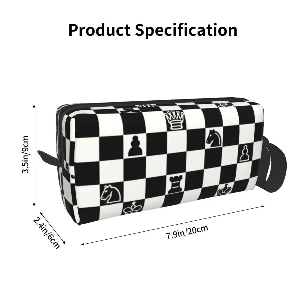 Custom Fashion Chess Toiletry Bag for Women Chessboard