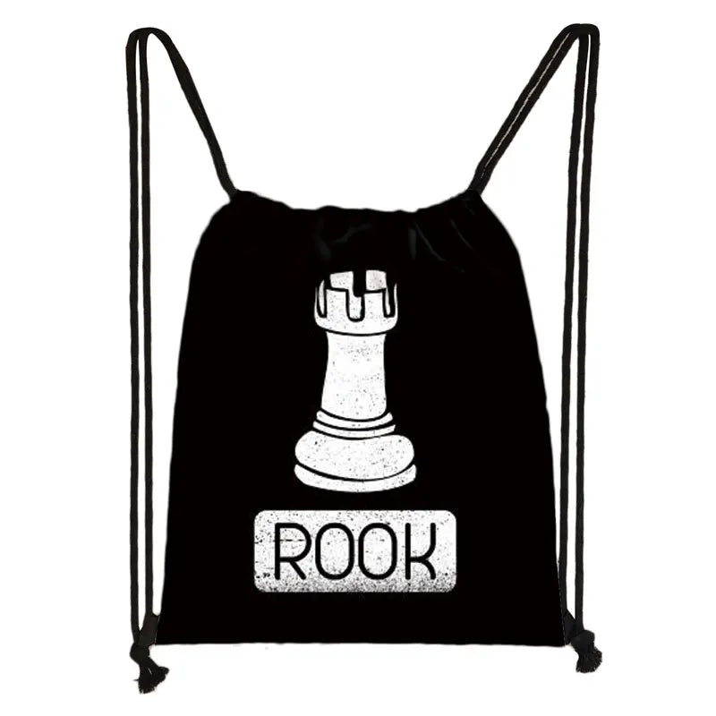 Cute Chess Print Drawstring Bag Chess Player Game