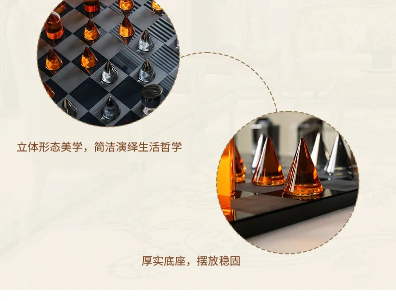 Square Decorative Figurines Geometric Crystal Chess