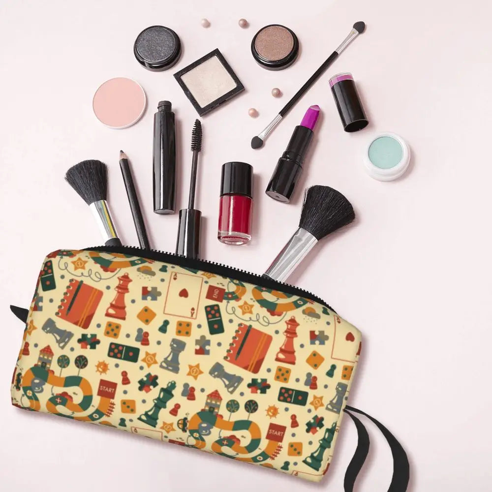 Custom Fashion Chess Toiletry Bag for Women Chessboard