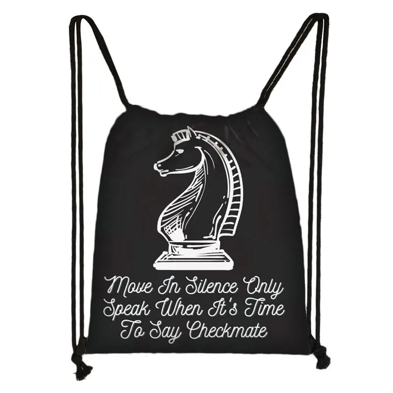 Cute Chess Print Drawstring Bag Chess Player Game