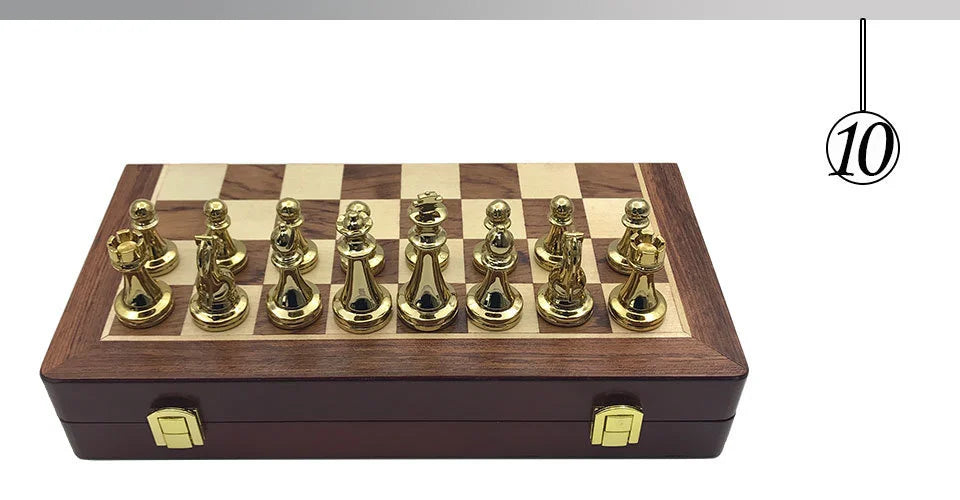 Easytoday Metal Glossy Golden And Silver Chess