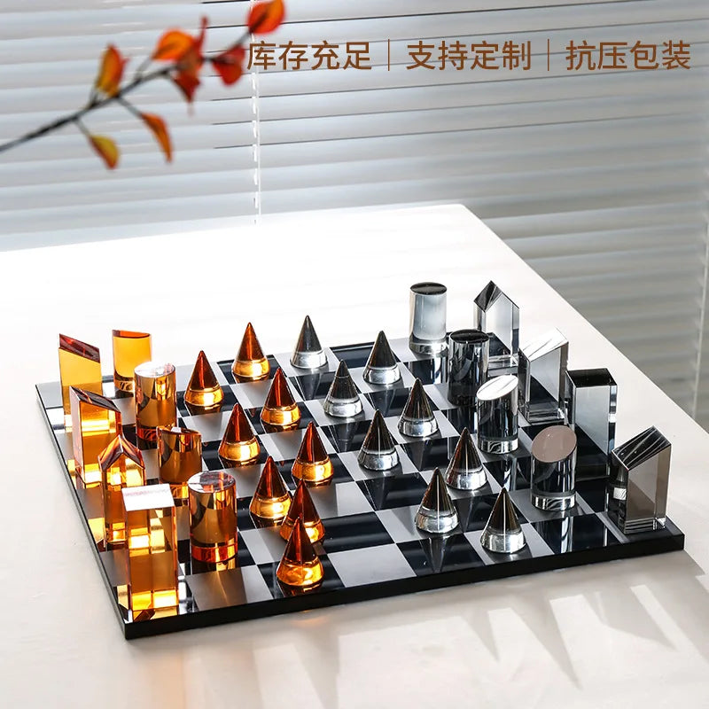 Geometric Crystal Chess Chessboard Clear Glass Chess