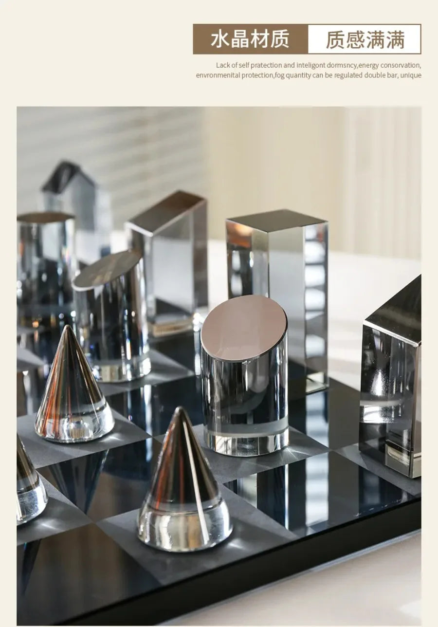Geometric K9 Crystal Chess Chessboard Clear Glass Chess
