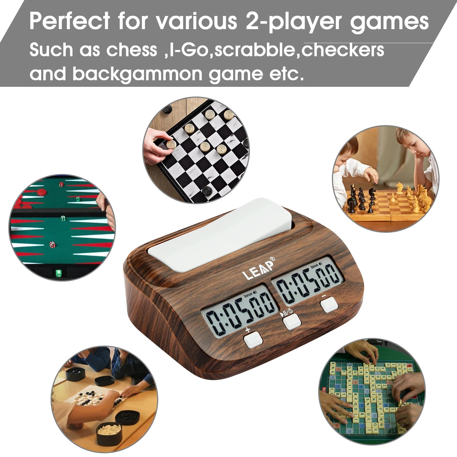LEAP Chess Clock Digital Chess Timer with Delay and Bonus