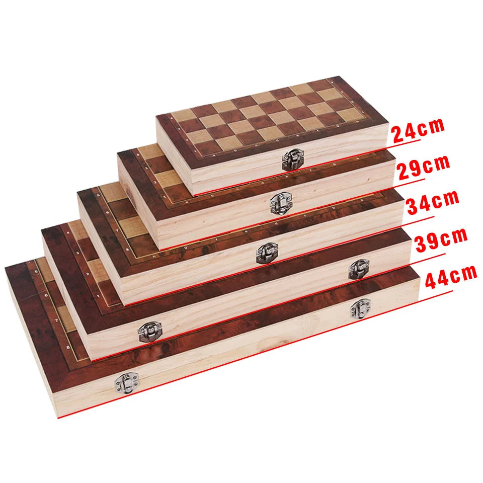 New Design 3 in 1 Wooden Chess Backgammon Checkers Travel