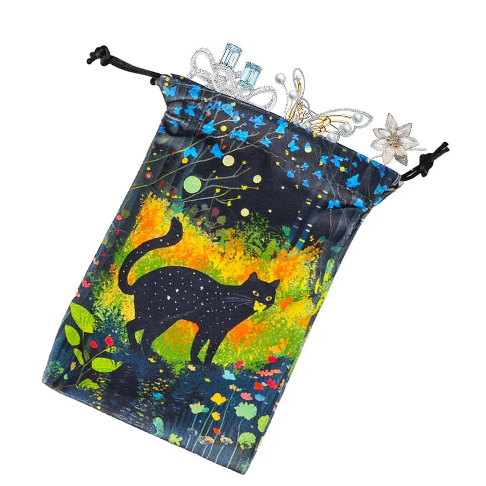 Drawstring Pouch Cat-Themed Tarot Decks Container
