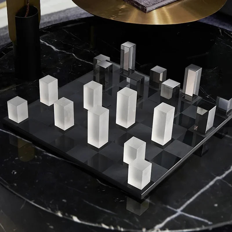 K9 Crystal Desktop Ornaments Home Decor Professional Retro Marble Chess