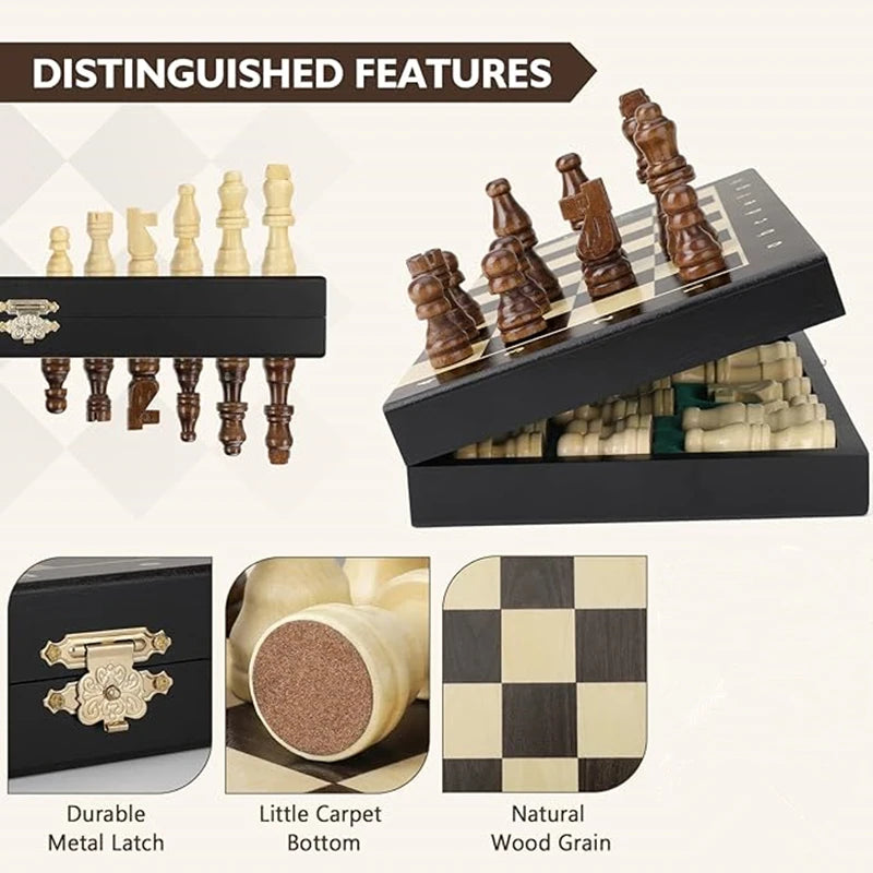 Travel Portable Chess 30/12 inch Wooden Chess Folding Board