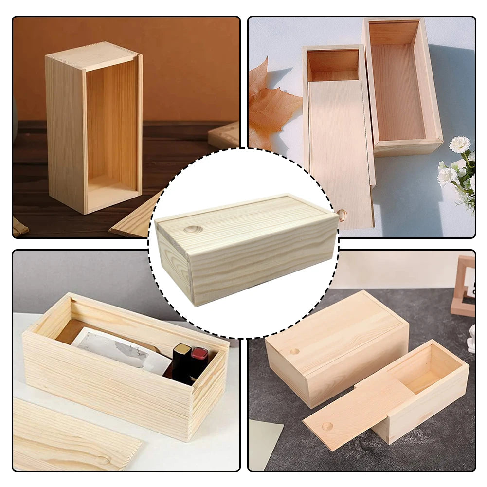 Pine Pull-out Box Sliding Cover Wooden Box