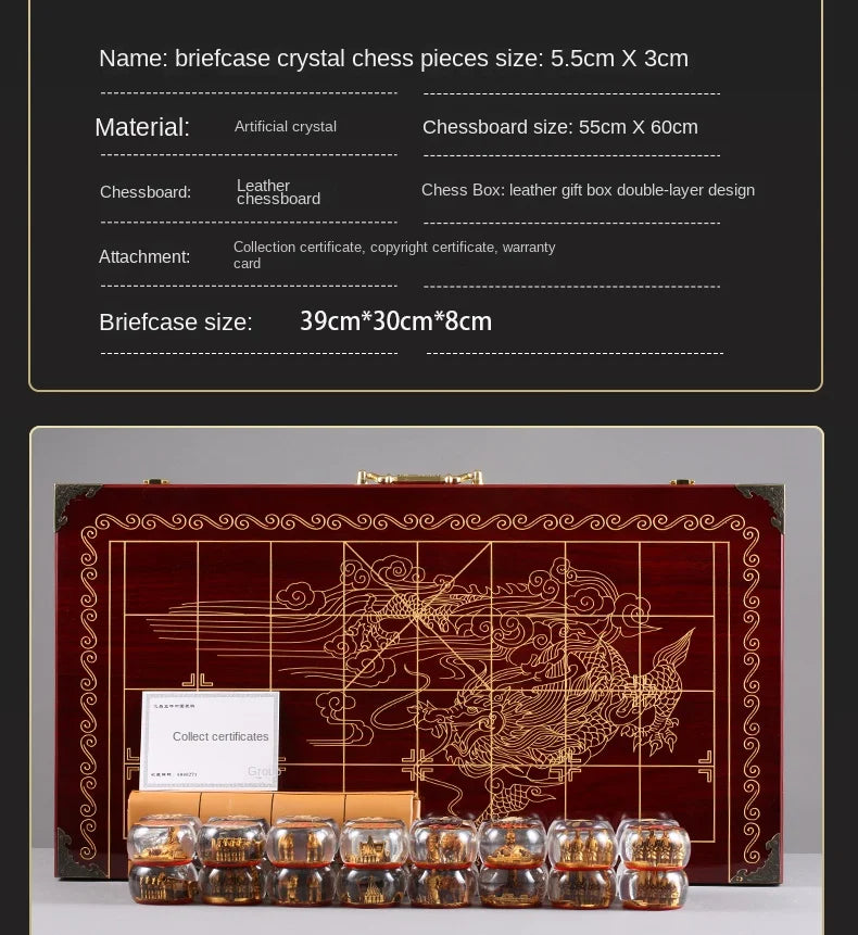 Crystal Chess Large Set High-end with Chessboard Creative Durable Gift