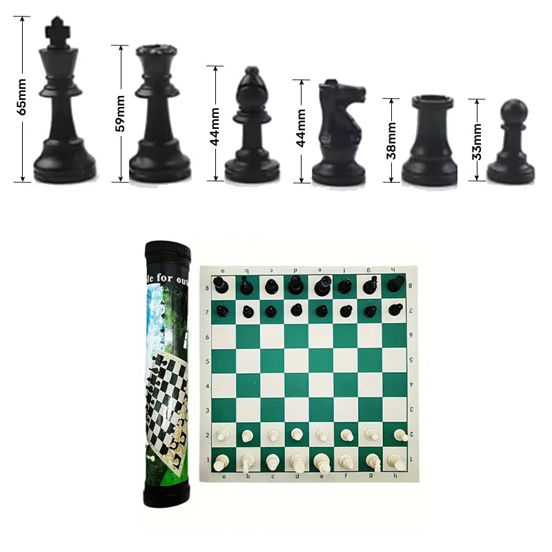 65/75/95mm Chess Pieces Set with Carrying Case Adult Children Chess