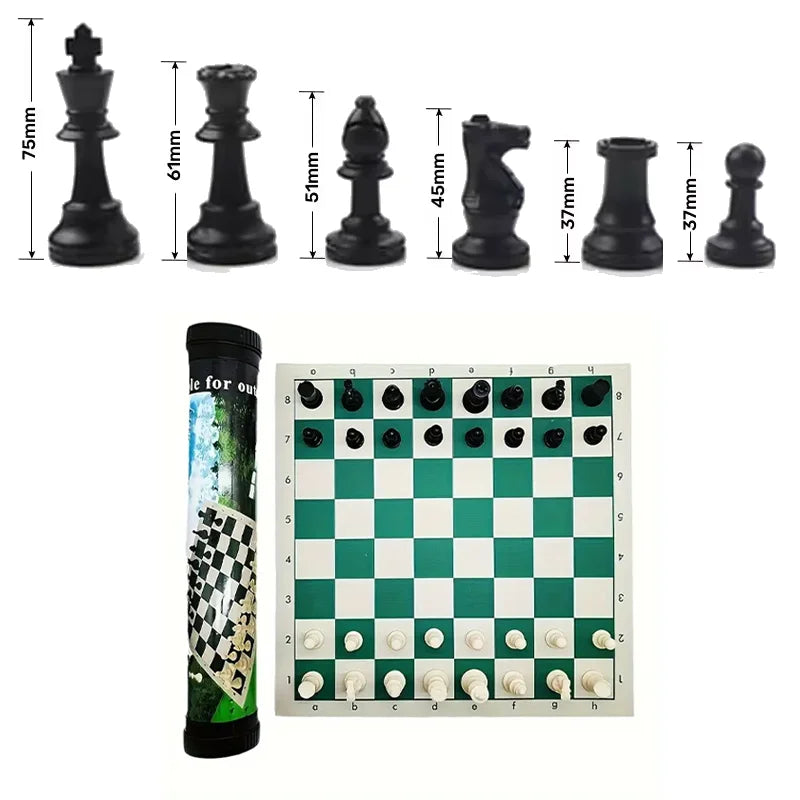 65/75/95mm Chess Pieces Set with Carrying Case Adult Children Chess