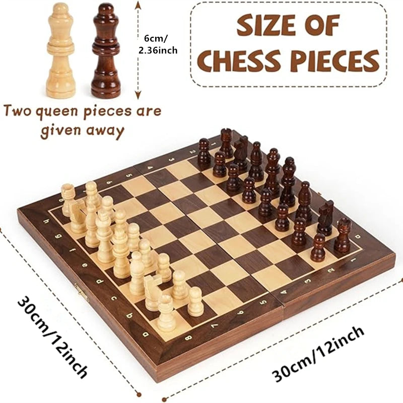 30cm/12inch Travel Chess Wooden Magnetic Chessboard