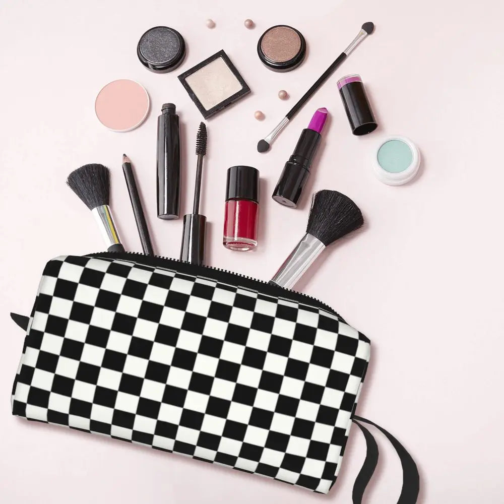 Custom Fashion Chess Toiletry Bag for Women Chessboard