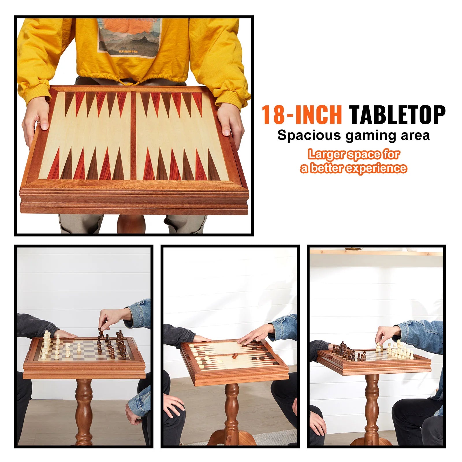 Premium Wooden Chess Table Deluxe Combo Game Table Furniture Set