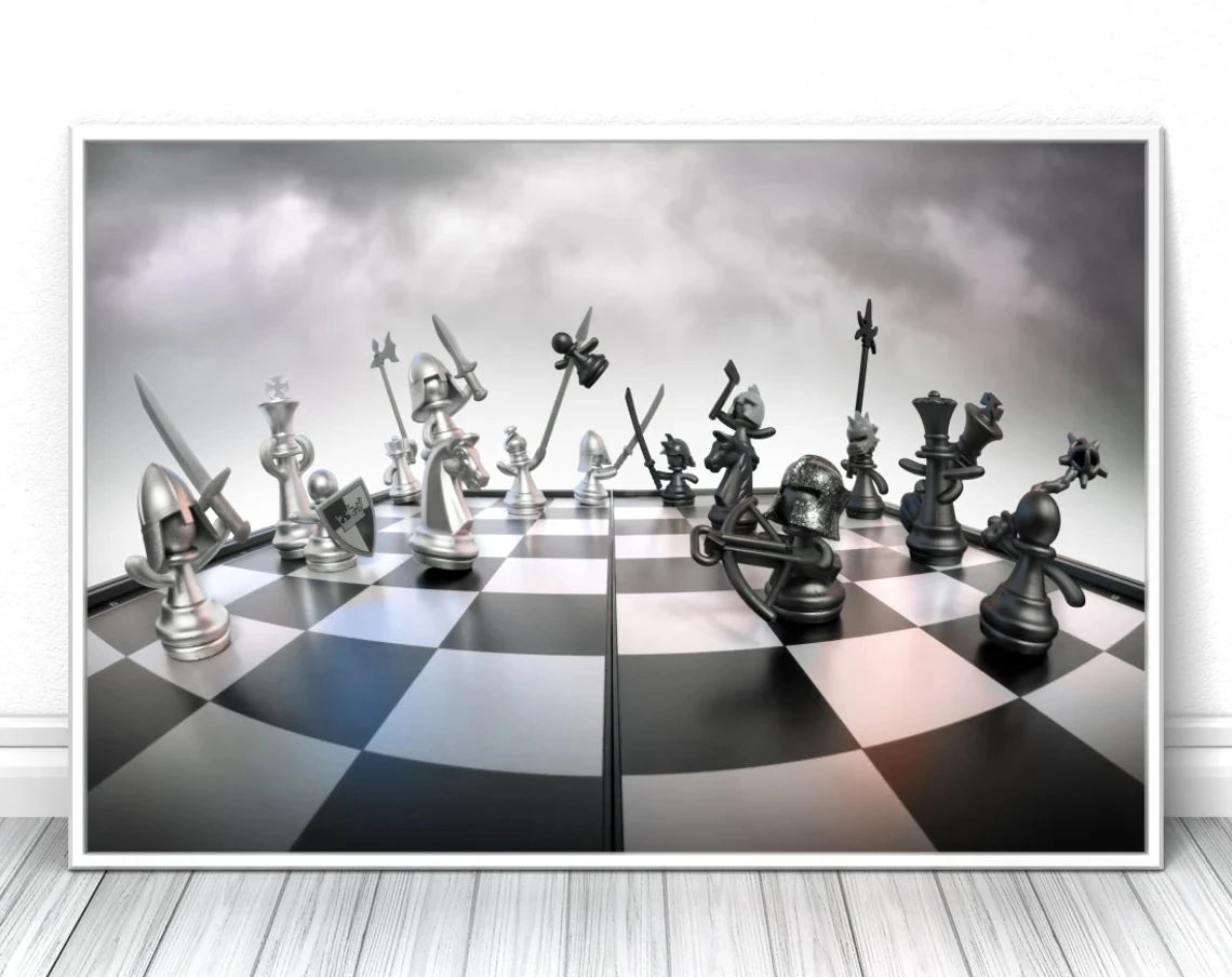 Funny Chess Canvas Painting Poster HD Printing Modern Wall Art