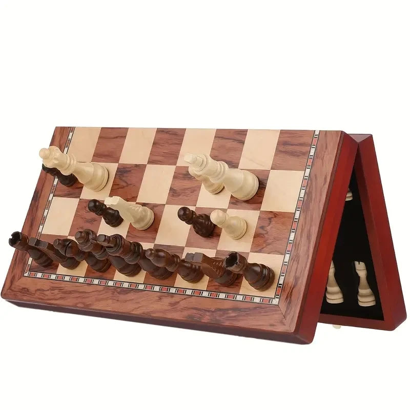 Wooden chess piece set 38cm/15inch foldable large-sized high-end design
