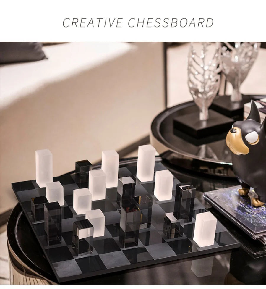 K9 Crystal Desktop Ornaments Home Decor Professional Retro Marble Chess