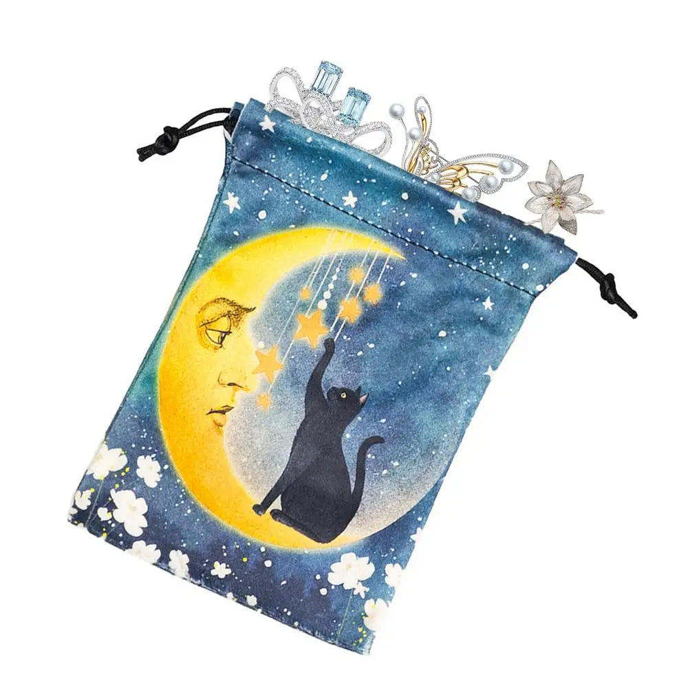 Drawstring Pouch Cat-Themed Tarot Decks Container