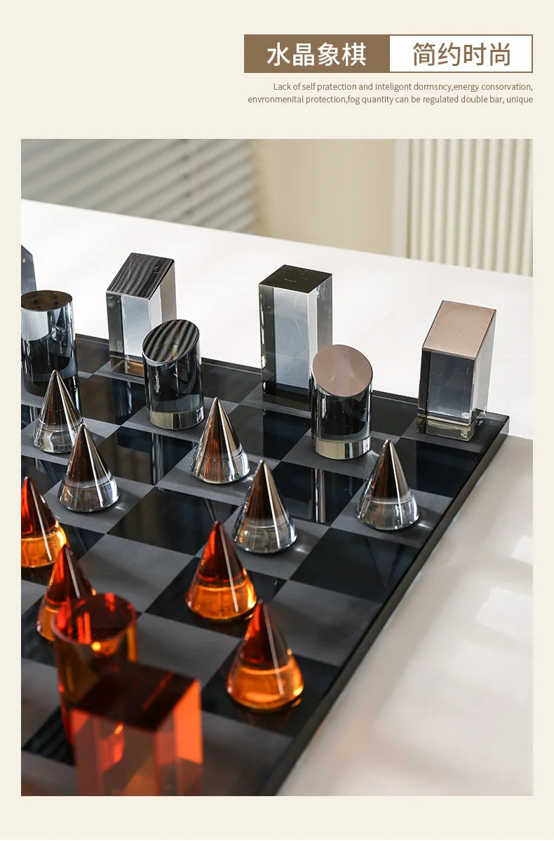 Geometric Crystal Chess Chessboard Clear Glass Chess