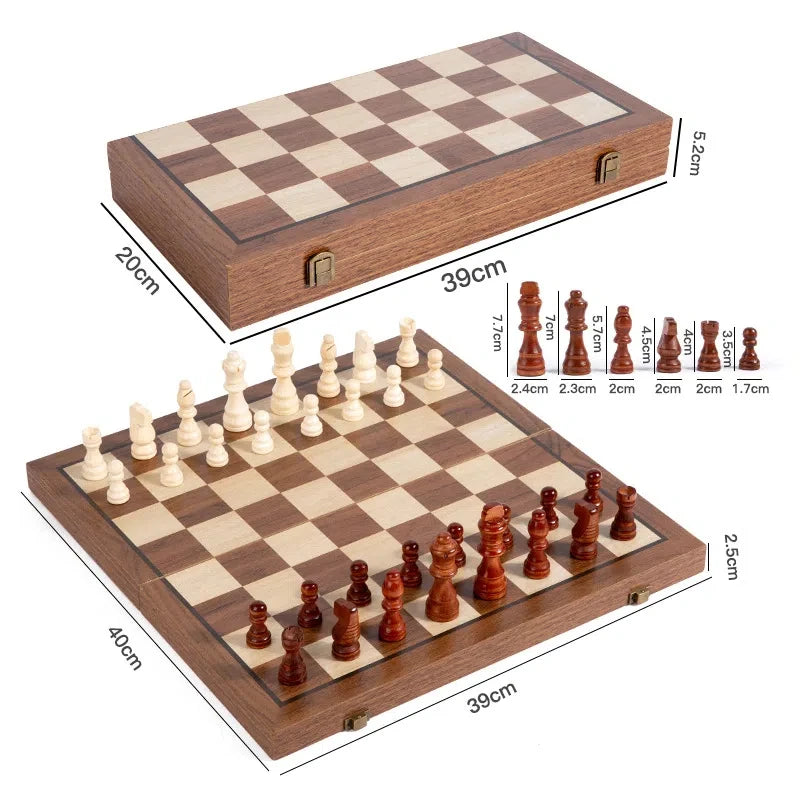 Upgraded Magnetic Chess Set, 15" Tournament Staunton Wooden Chess
