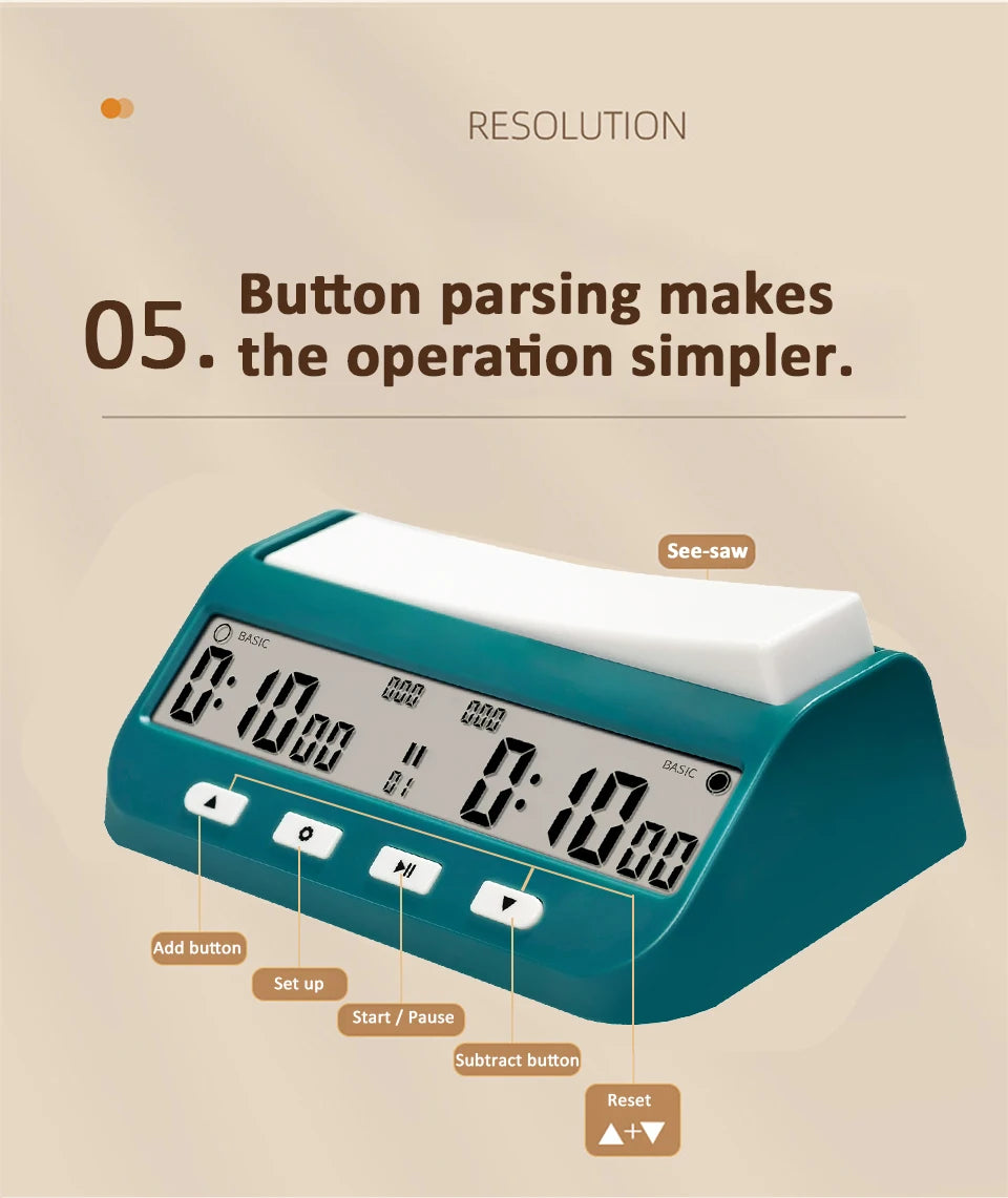 Professional Board Game Timer Count Up Down Competition Hour Meter