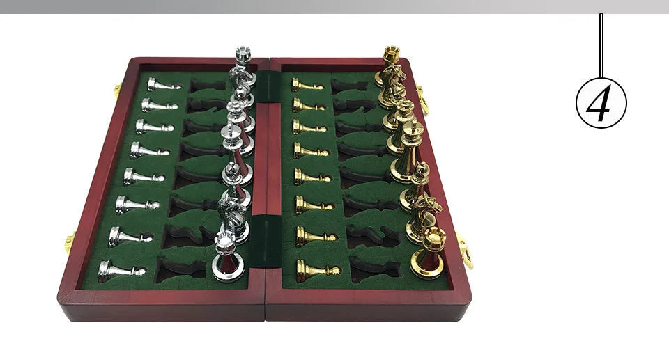 Easytoday Metal Glossy Golden And Silver Chess